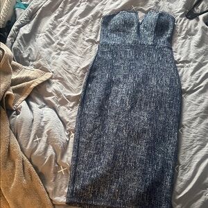 Brat Star Strapless Textured Dress in Navy